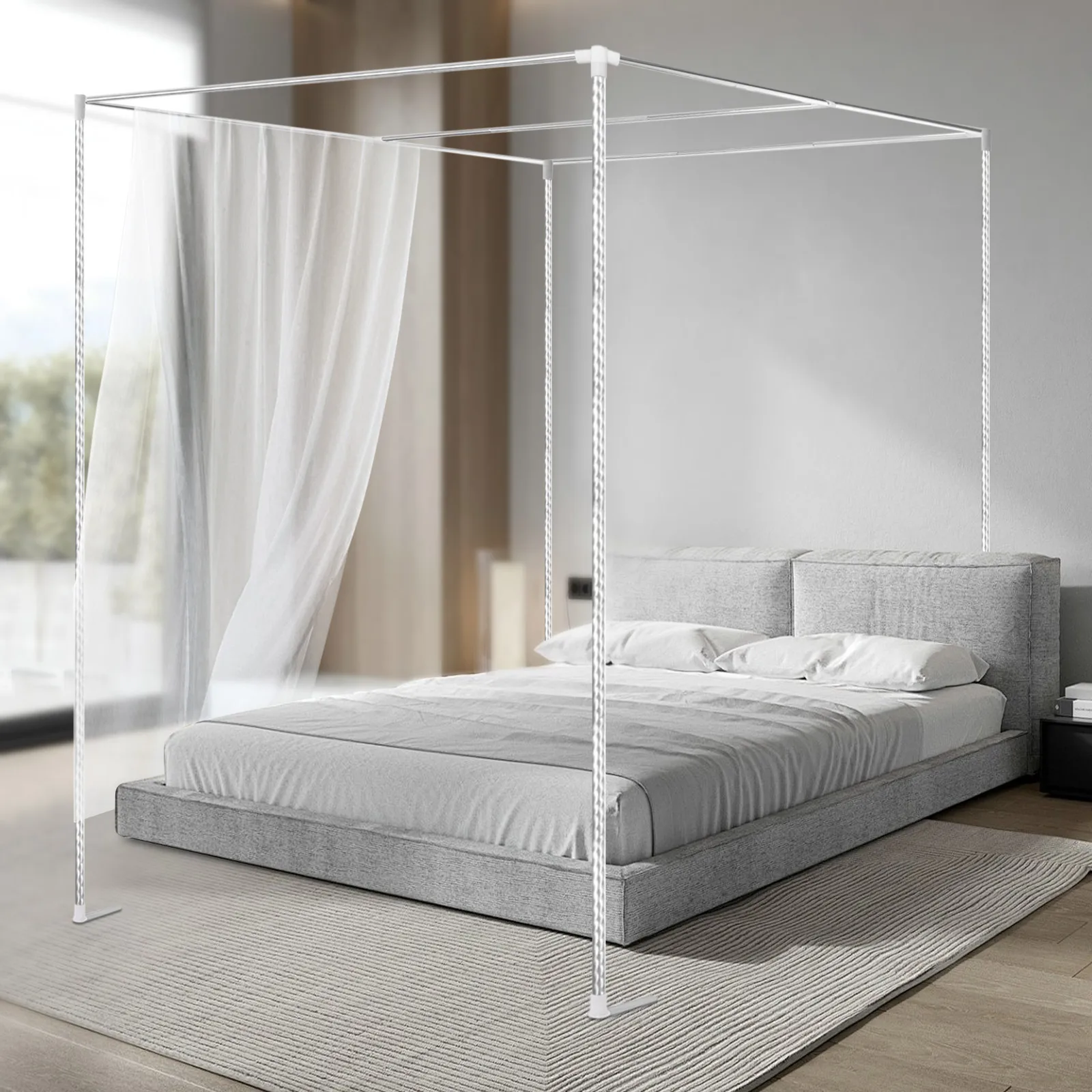 Canopy Bed Frame Metal Queen - Support de moustiquaire de lit à