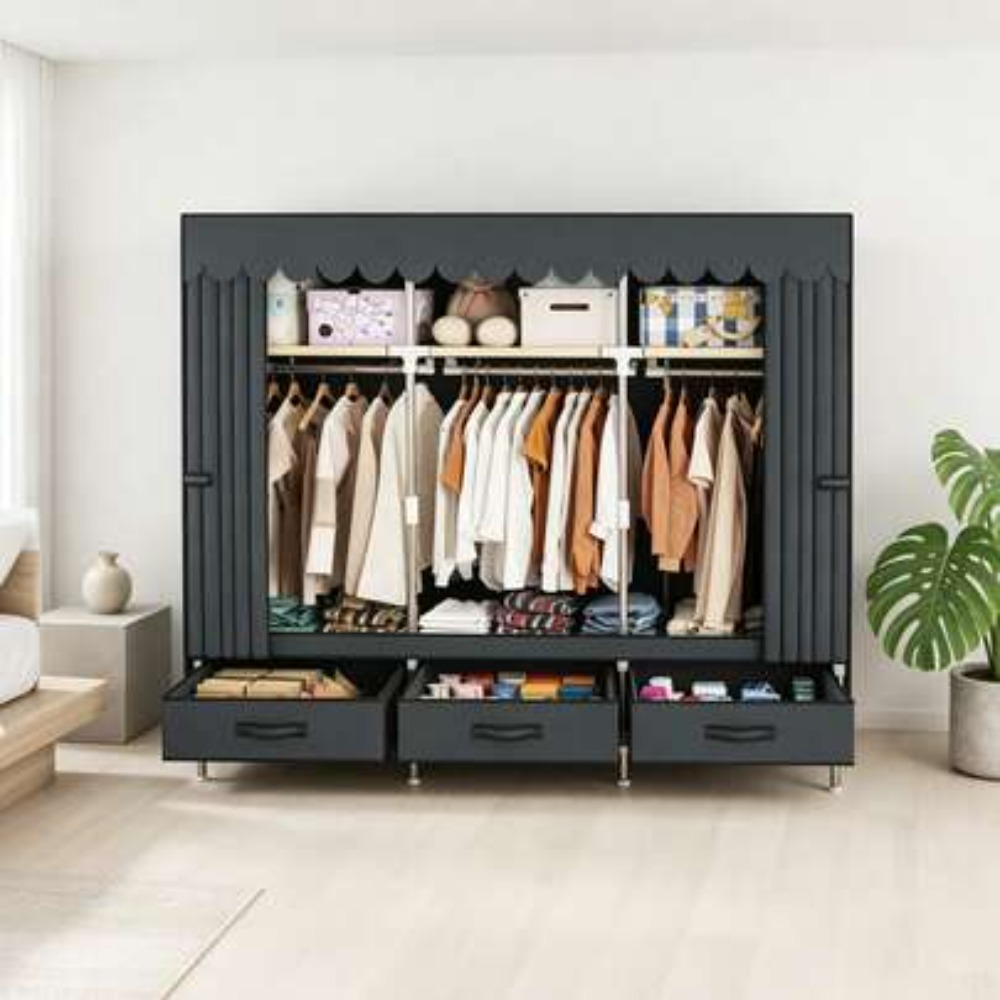 Wardrobe Closet Portable Fabric Cover - Armoire portable avec cadre en acier