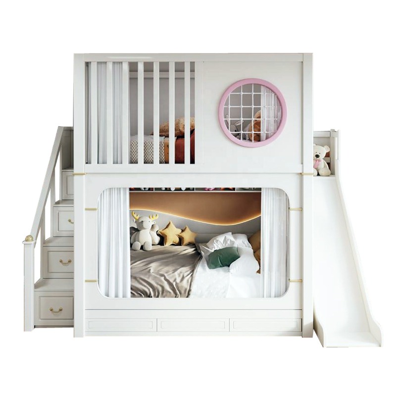 Bunk Bed With Stairs And Slide - Lits superposés pour enfants avec toboggan