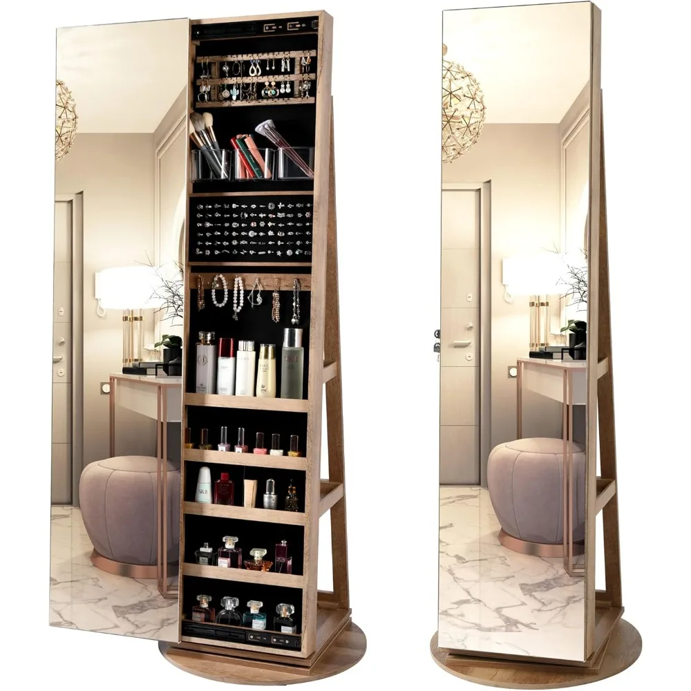 Full Length Mirror Jewelry Armoire - Grand organisateur d'armoire à bijoux de
