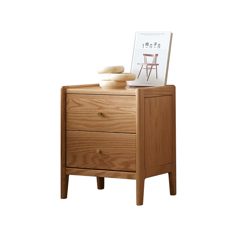 Solid Wood Nightstand 2 Drawers - Meubles de chambre à coucher en