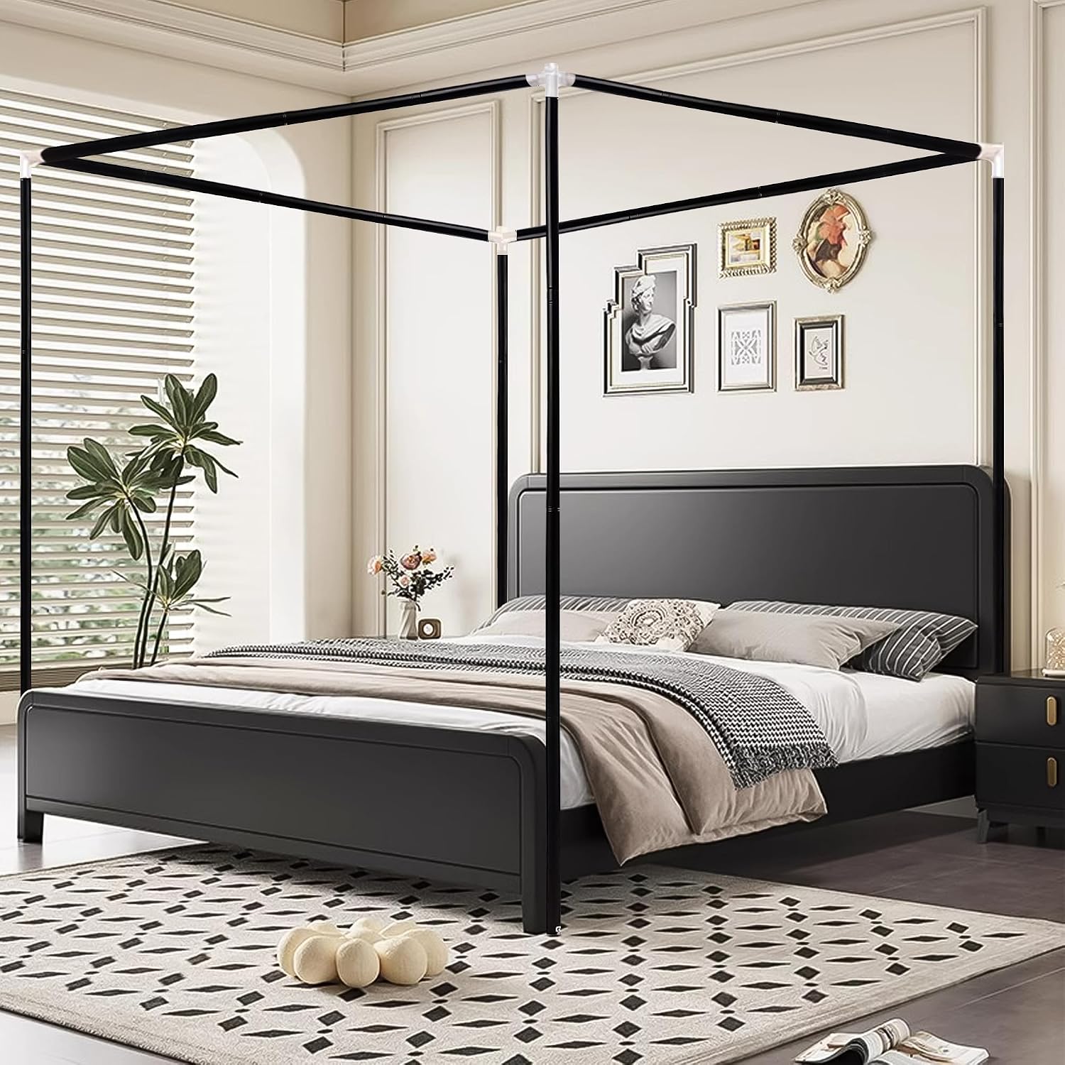 Canopy Bed Frame Metal Queen - Cadre de lit à baldaquin en