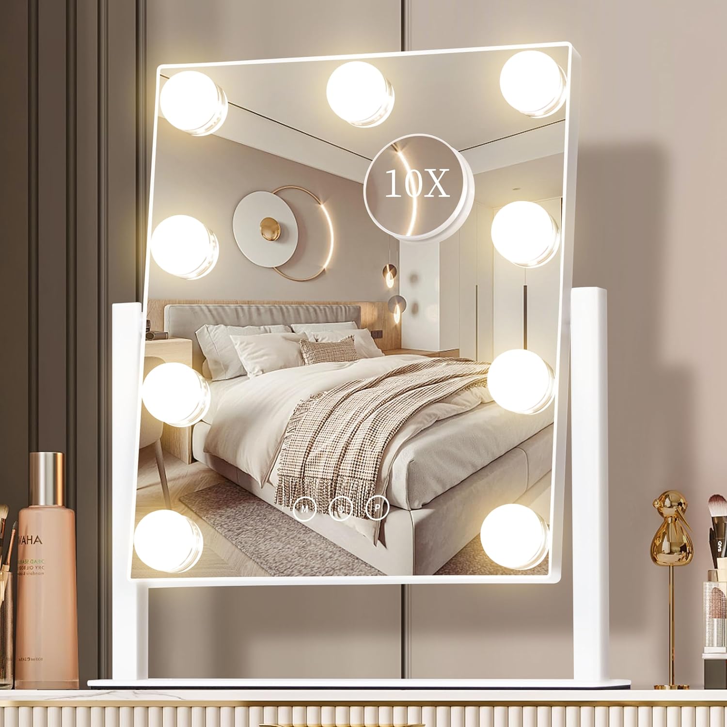 Dressing Table Vanity With Lighted Mirror - Lumières de miroir de courtoisie, miroir