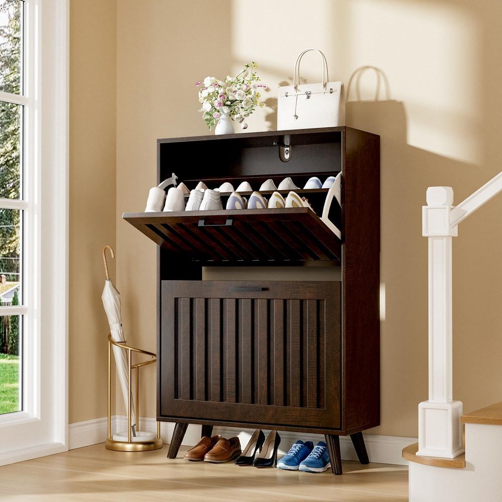 Shoe Rack Cabinet Narrow Entryway - Meuble de rangement pour chaussures ou