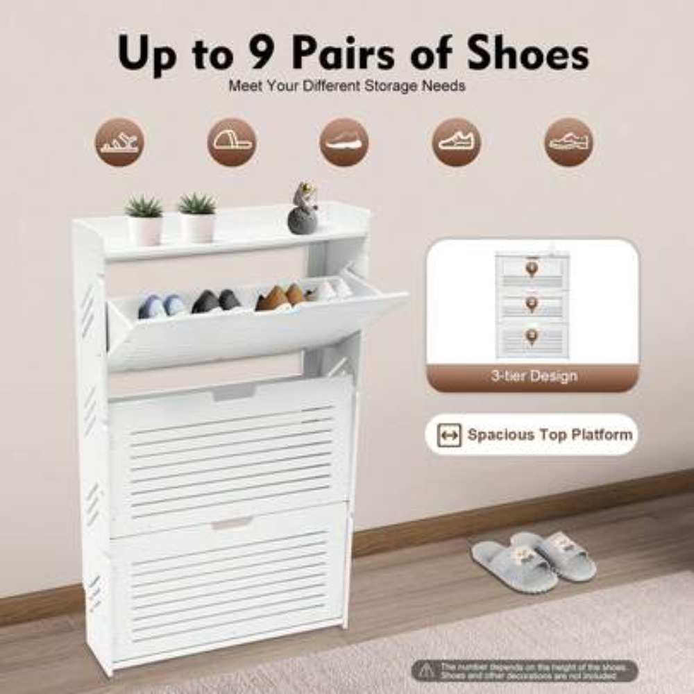 Shoe Rack Cabinet Narrow Entryway - Meuble de rangement à chaussures moderne
