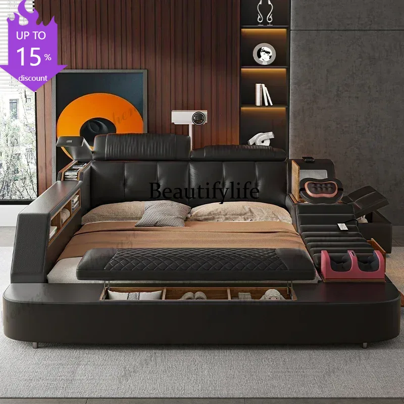 King Size Bed Frame With Storage Drawers - Lit double king size A182 noir
