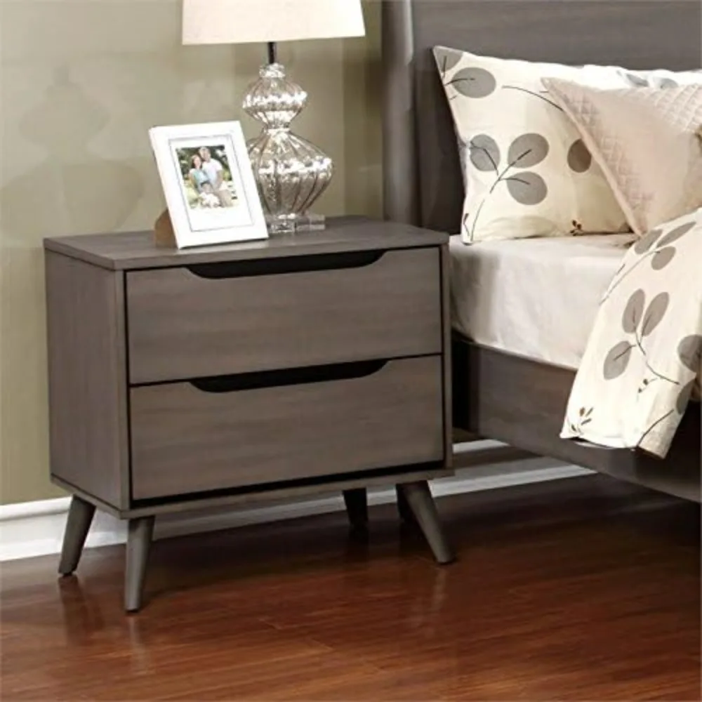 Solid Wood Nightstand 2 Drawers - Pour table de chevet milieu du