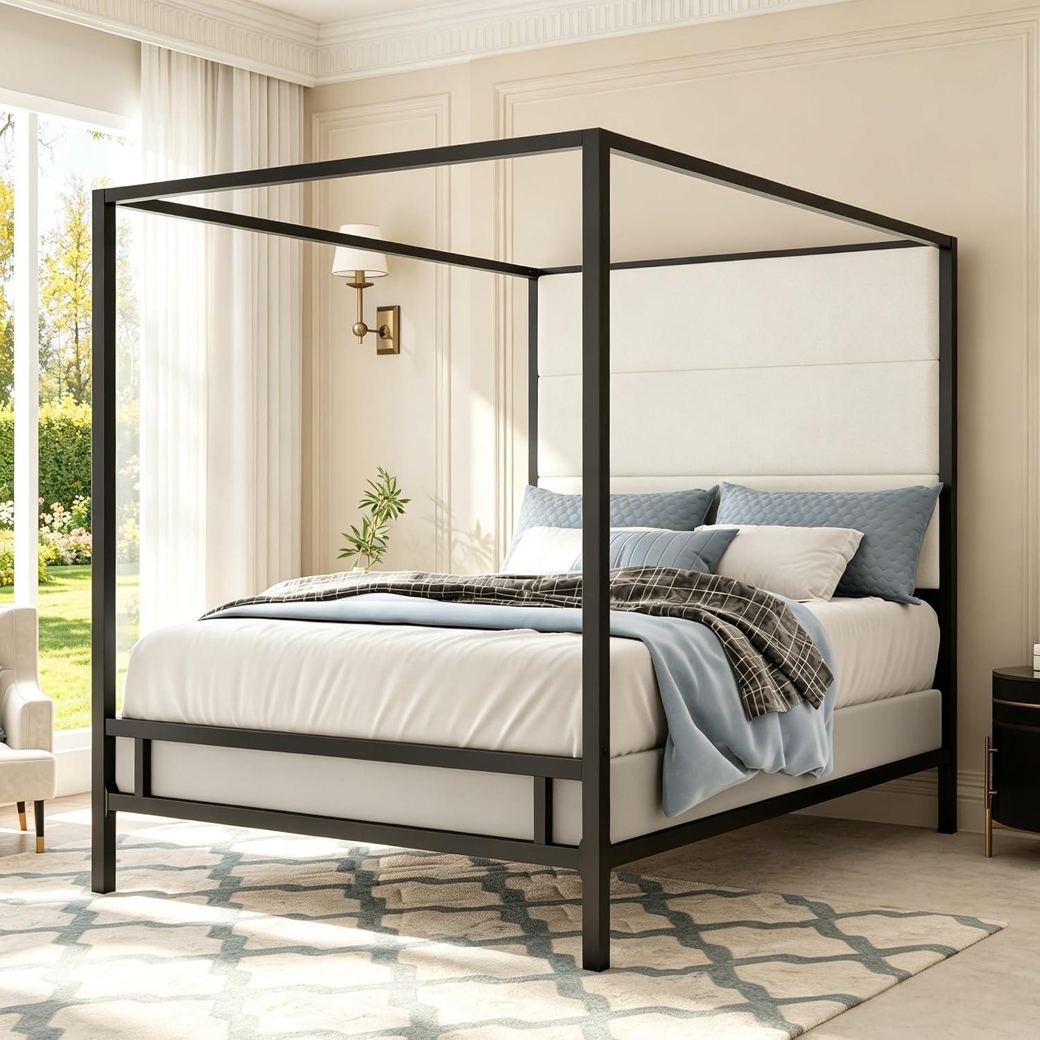 Canopy Bed Frame Metal Queen - Lit à baldaquin Queen, cadre de