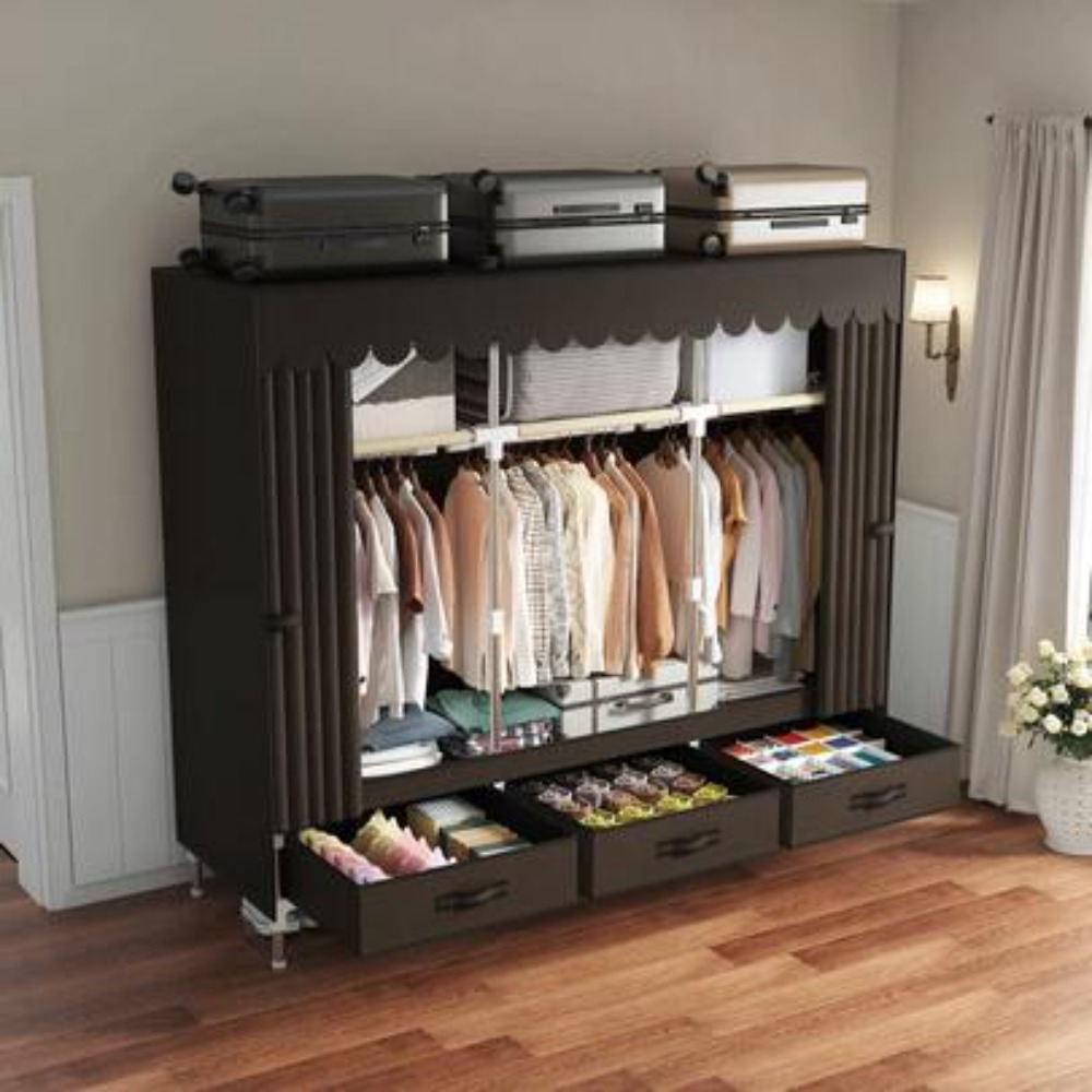 Wardrobe Closet Portable Fabric Cover - Armoire portable avec cadre en acier
