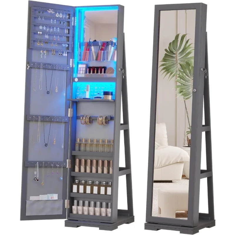 Full Length Mirror Jewelry Armoire - Armoire à bijoux LED avec miroir