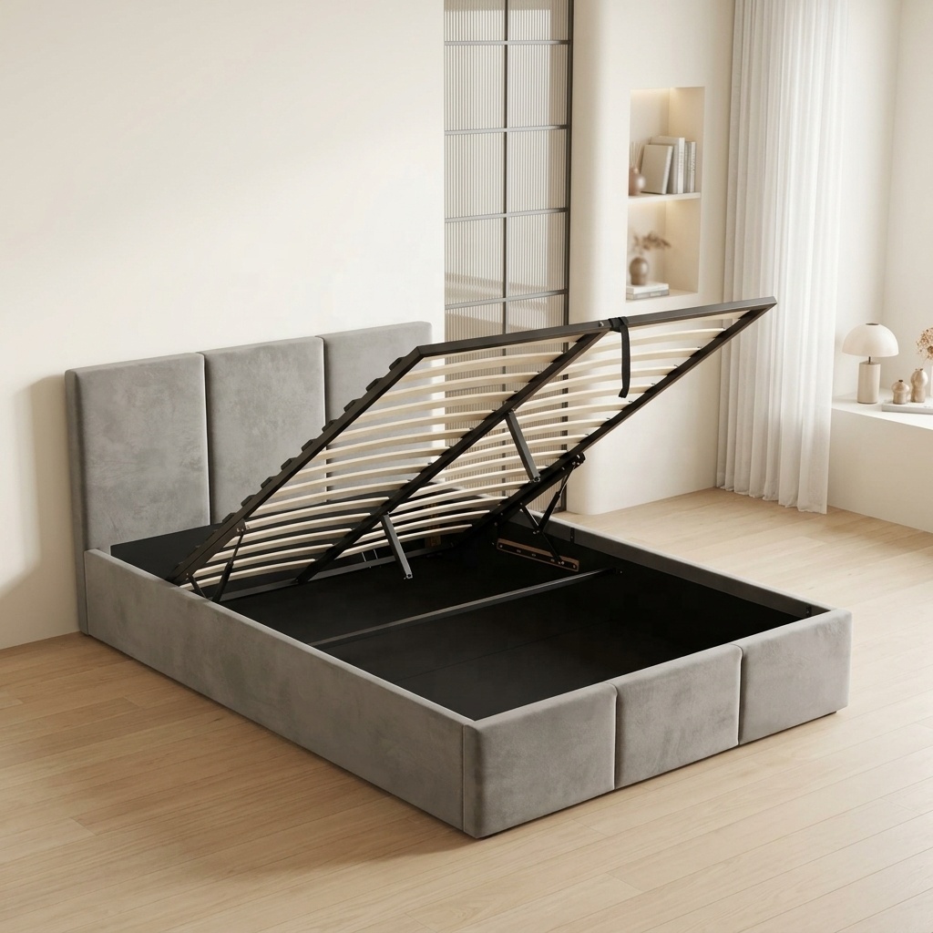 Gas Lift Storage Bed Hydraulic - Échantillon Gratuit - Cadre de Lit