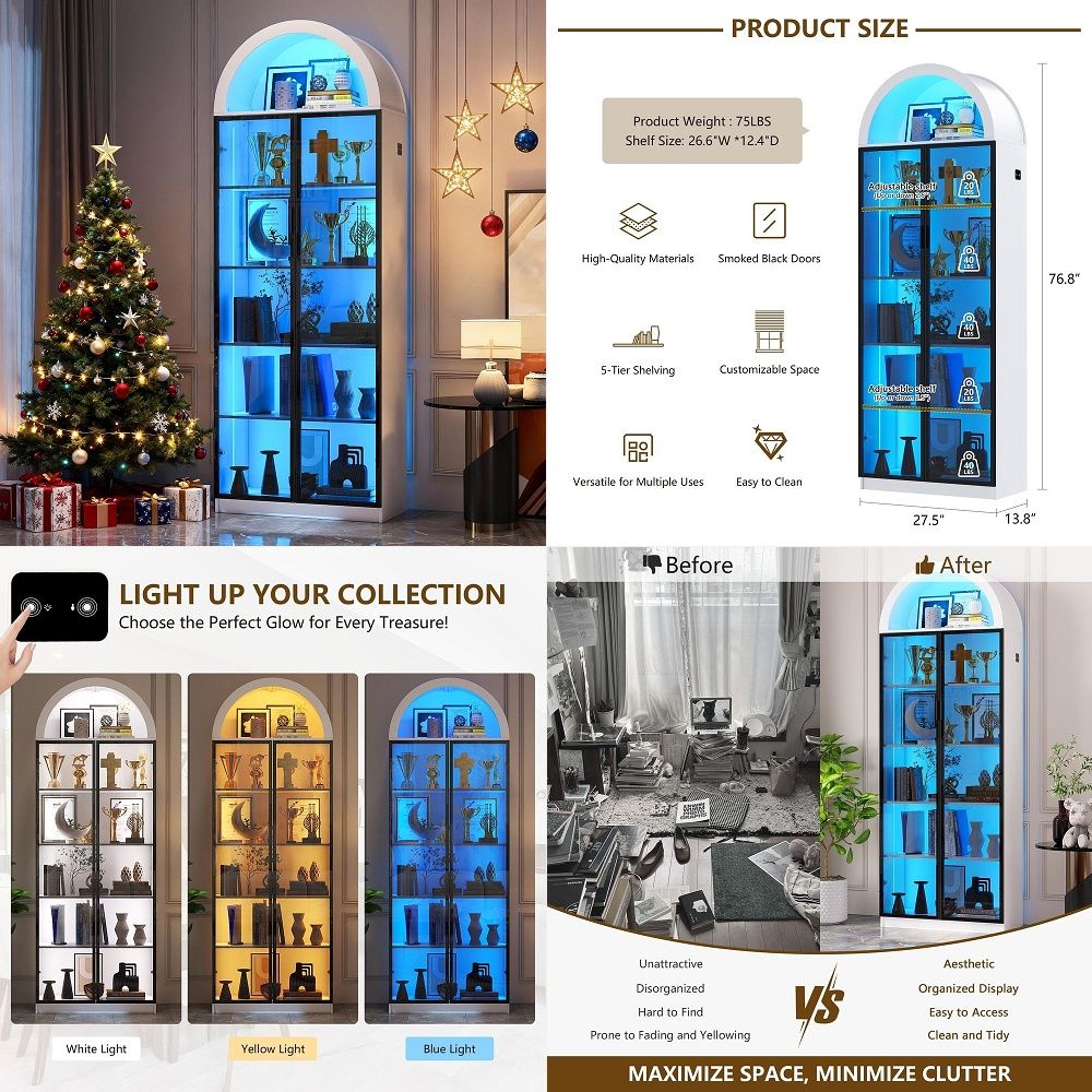 Storage - Vitrine avec portes et étagères réglables,