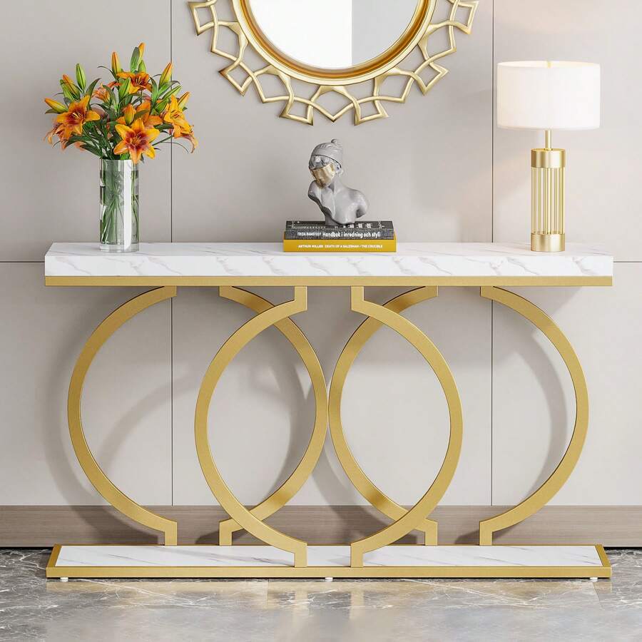 Tables - Table console moderne dorée en pouces
