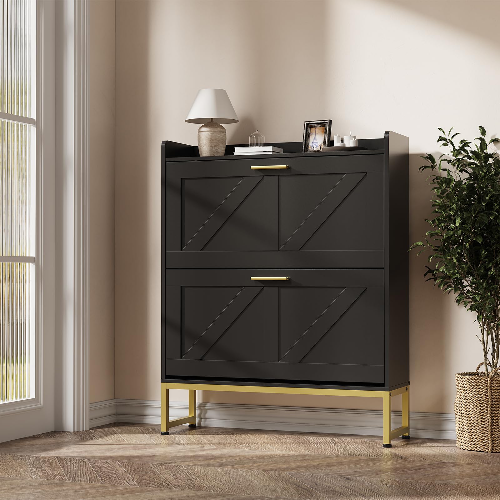 Shoe Rack Cabinet Narrow Entryway - Meuble à chaussures étroit pour entrée