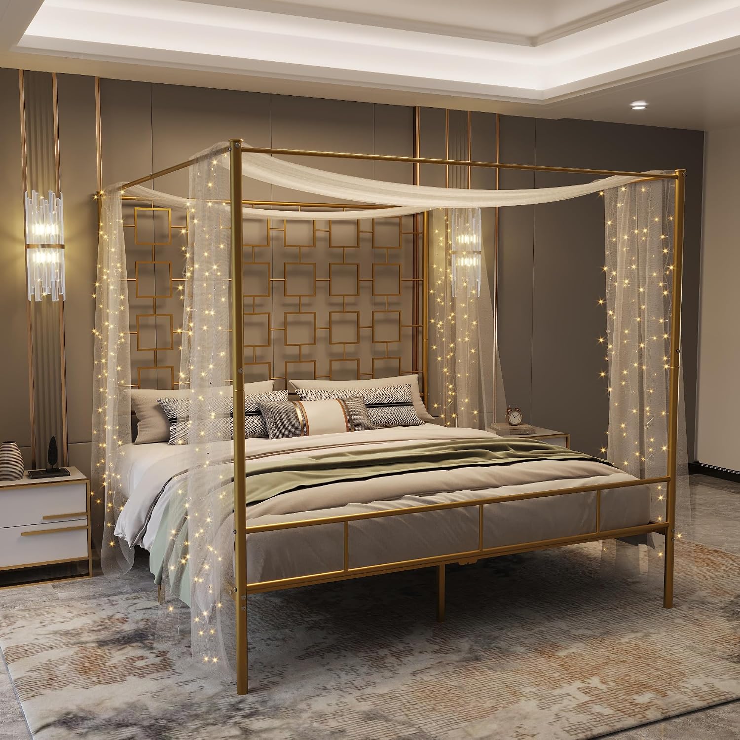 Canopy Bed Frame Metal Queen - Cadre de lit à baldaquin Queen