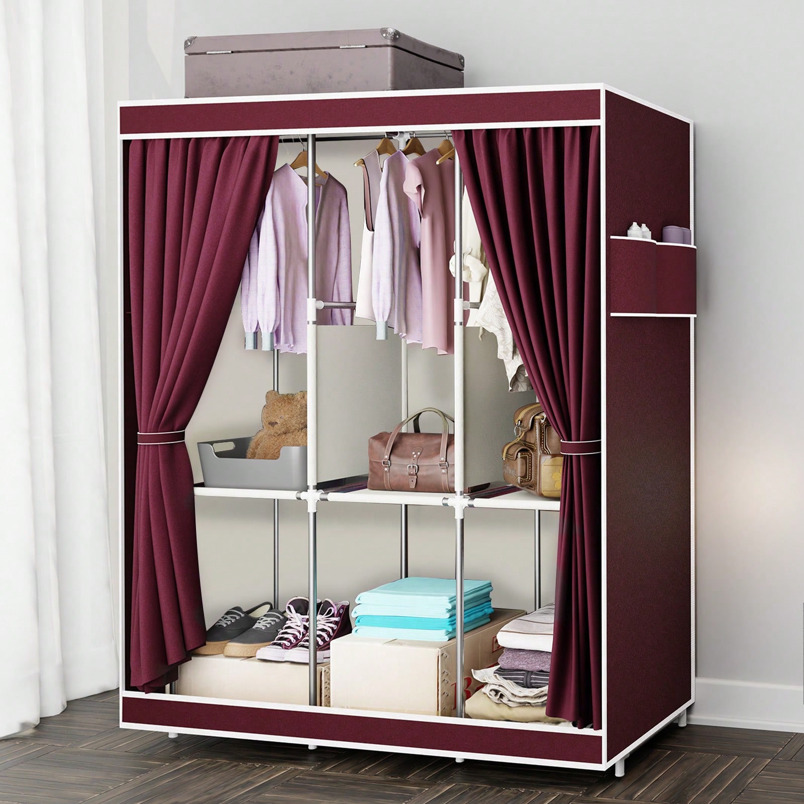 Wardrobe Closet Portable Fabric Cover - Armoire portable de 65 pouces avec
