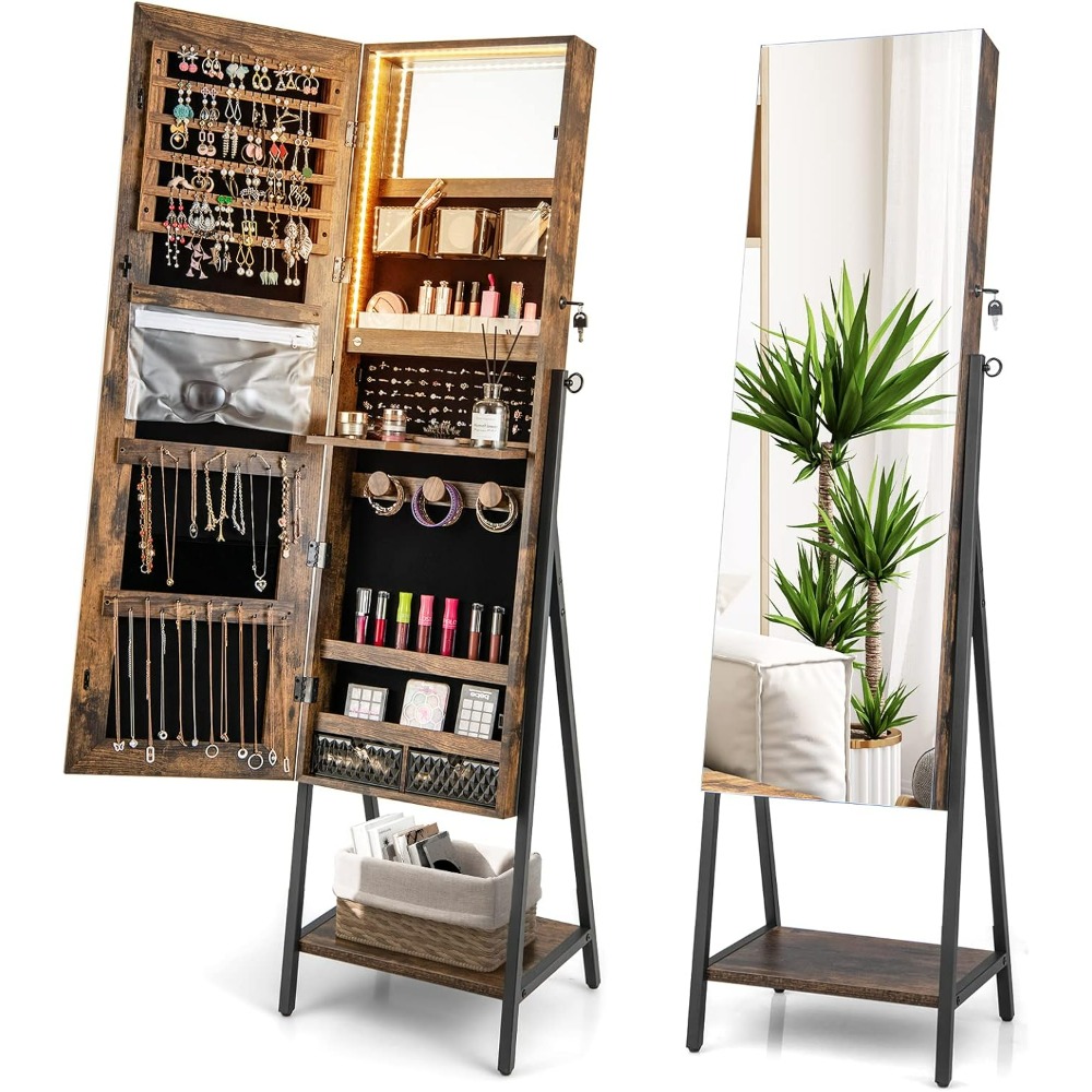 Full Length Mirror Jewelry Armoire - Armoire à bijoux sur pied CHARMAID