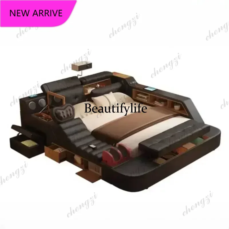 King Size Bed Frame With Storage Drawers - Lit double King Size noir P3