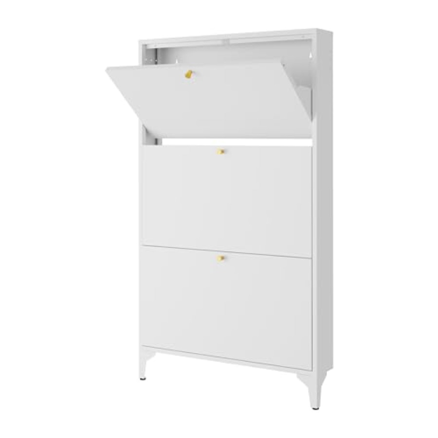 Shoe Rack Cabinet Narrow Entryway - Meuble à chaussures autoportant avec 3