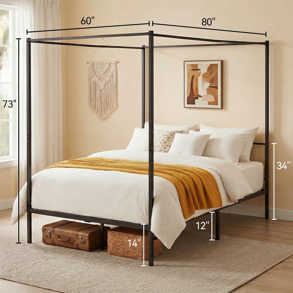 Cadre de lit à baldaquin Queen - Canopy Bed Frame Metal Queen avis et prix