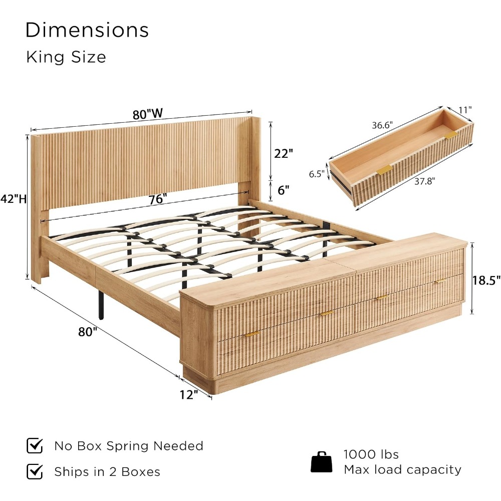 Cadre de lit King Size avec ba - King Size Bed Frame With Storage Drawers avis et prix