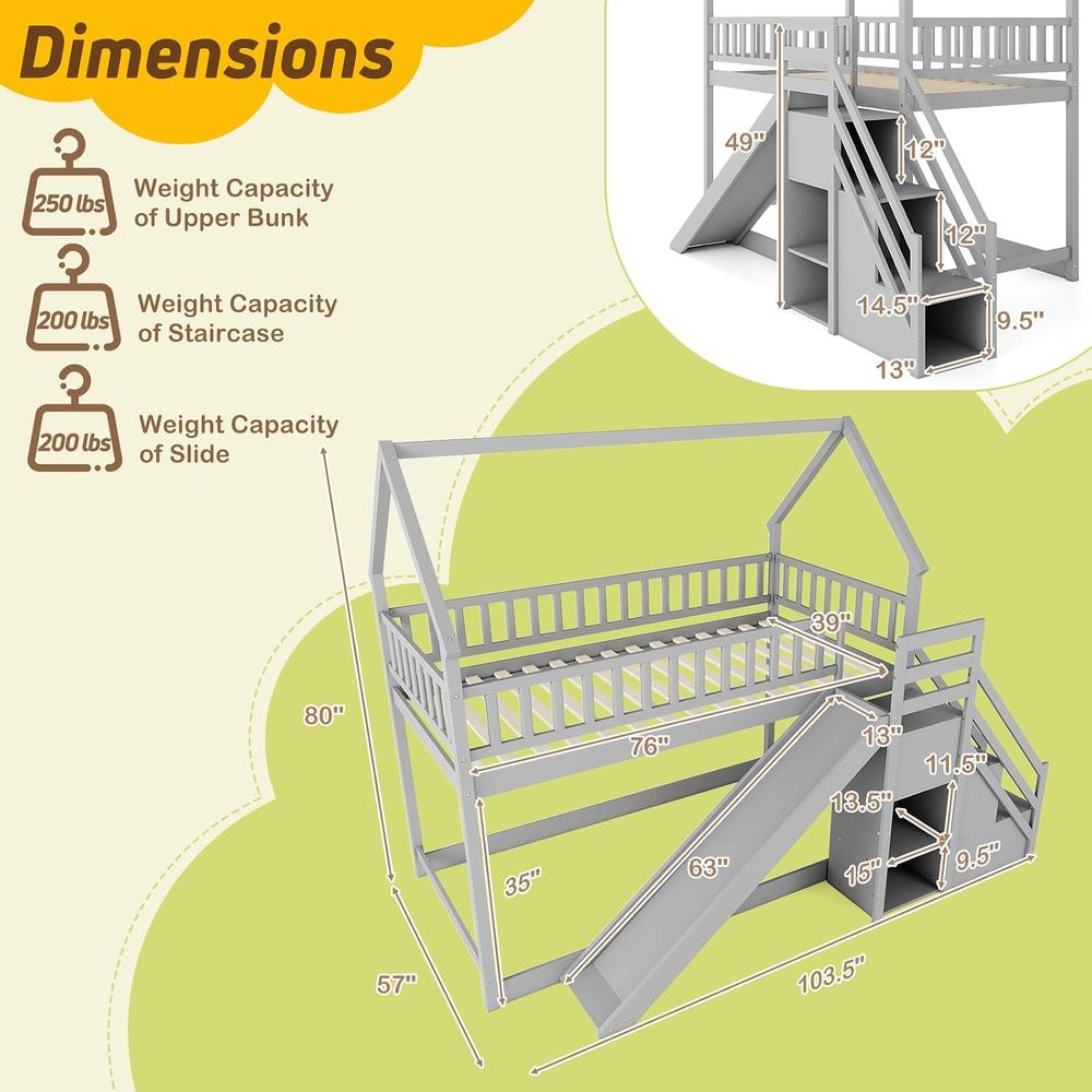Lit superposé double avec tobo - Bunk Bed With Stairs And Slide avis et prix