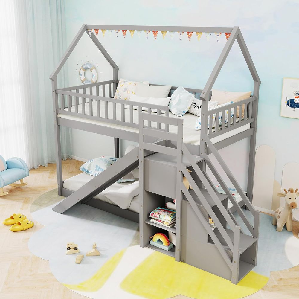 Lit superposé double avec tobo - Bunk Bed With Stairs And Slide avis et prix