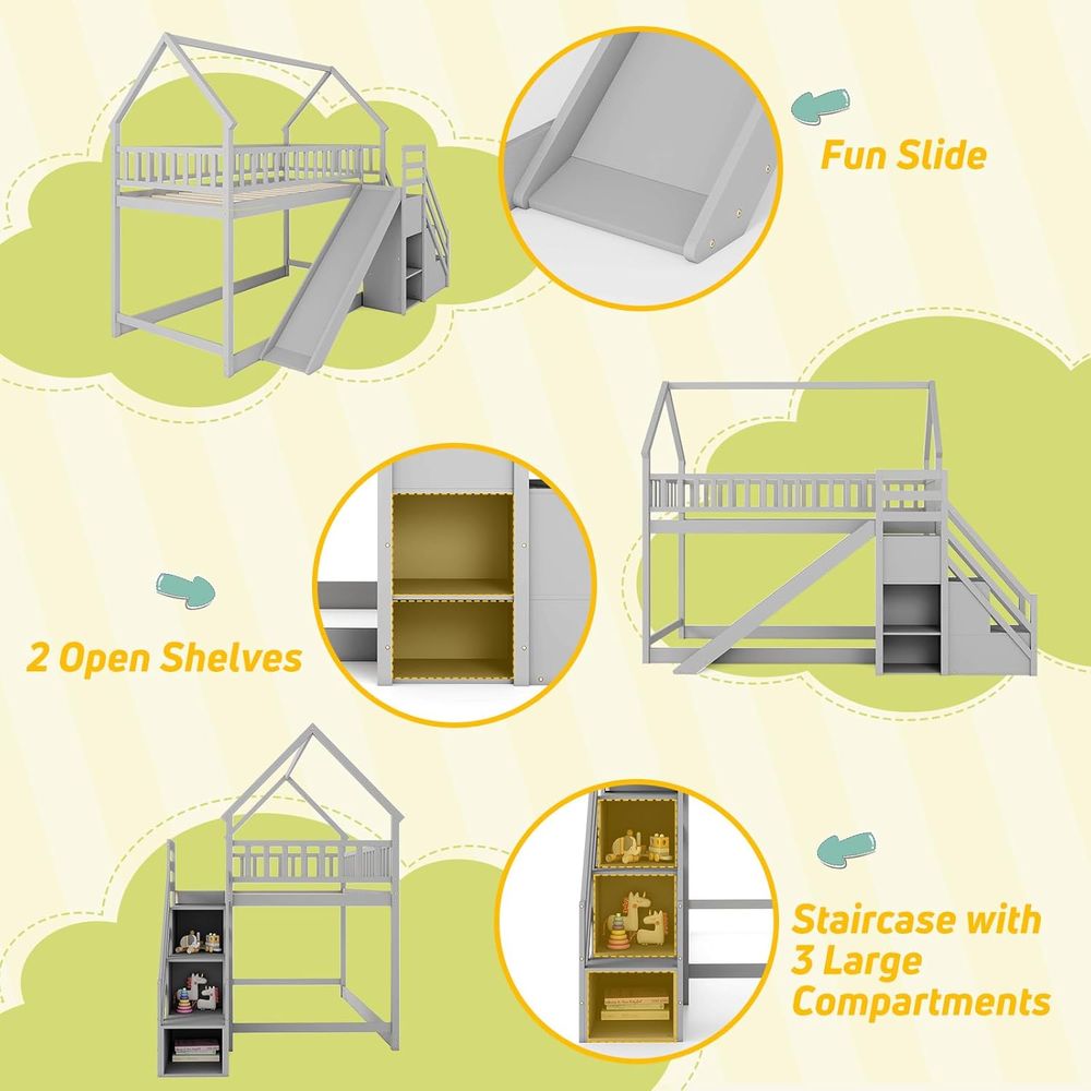 Lit superposé double avec tobo - Bunk Bed With Stairs And Slide avis et prix