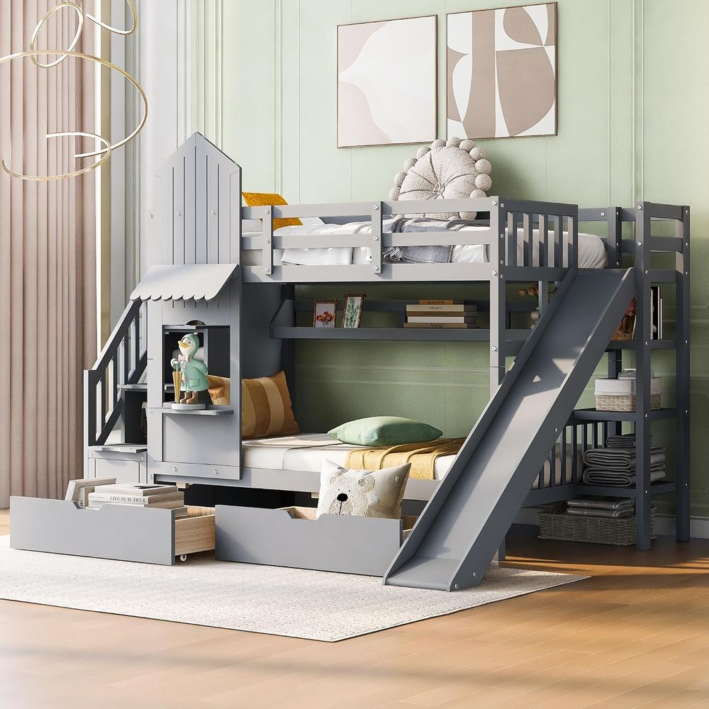 Lit superposé pour enfants ema - Bunk Bed With Stairs And Slide avis et prix