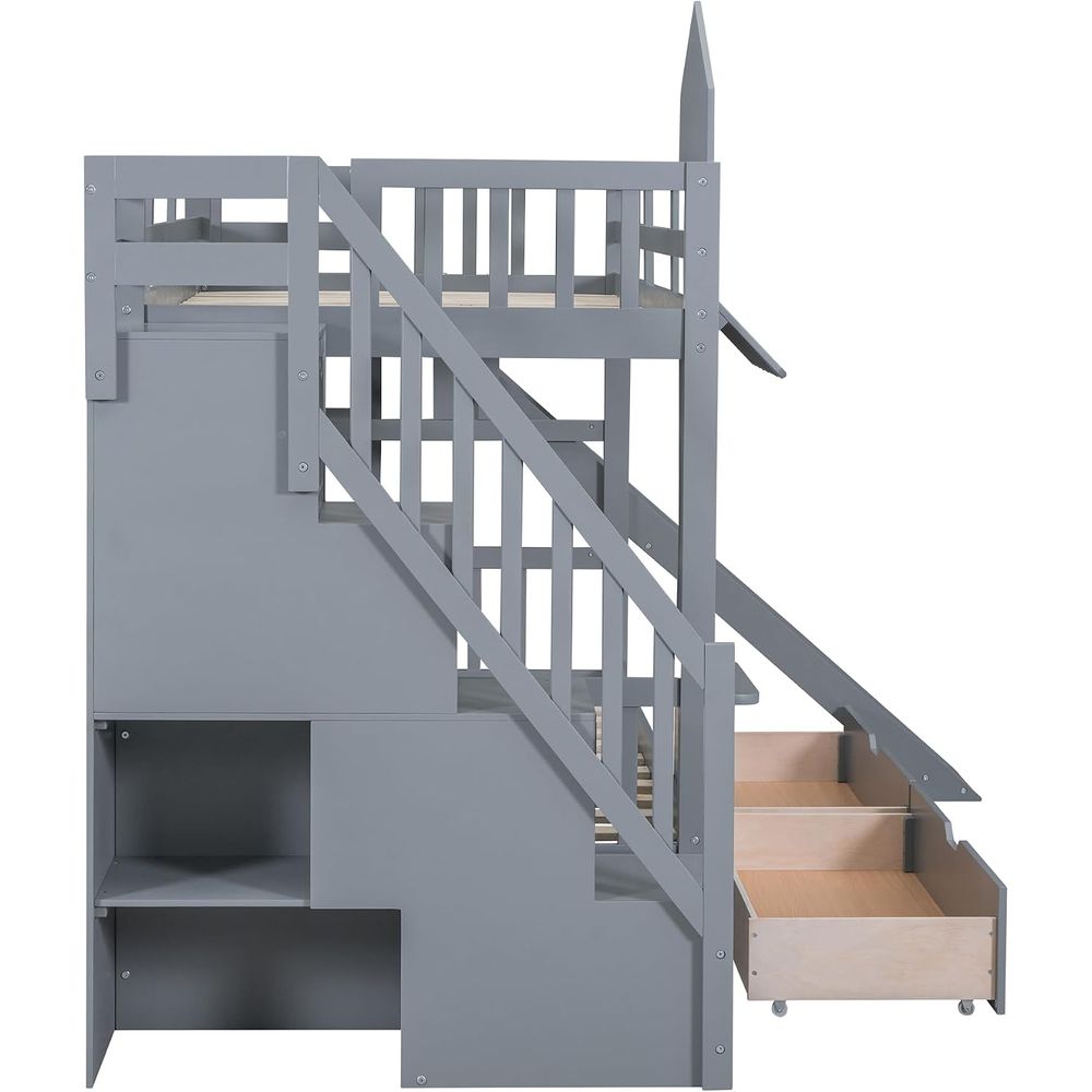 Lit superposé pour enfants ema - Bunk Bed With Stairs And Slide avis et prix