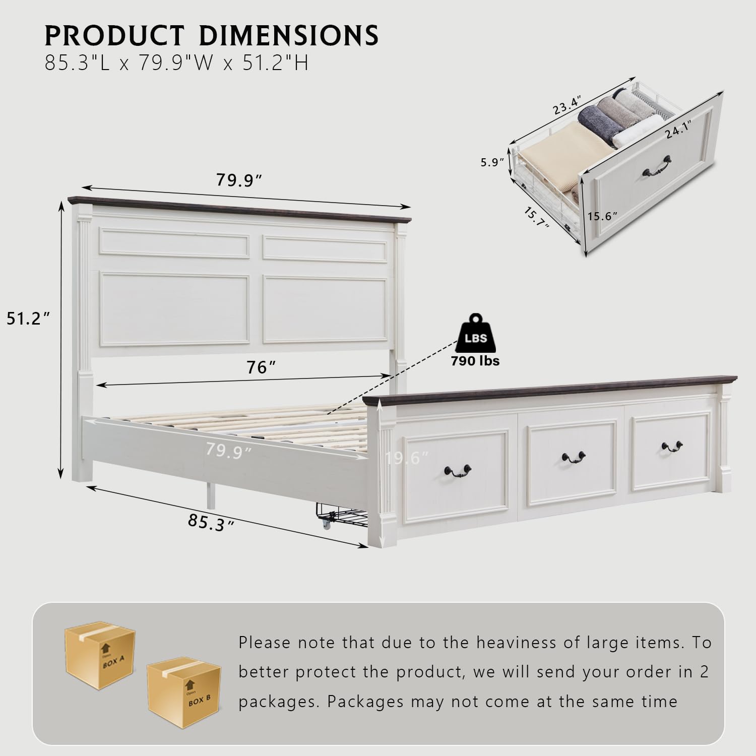 Cadre de lit king size Farmhou - King Size Bed Frame With Storage Drawers avis et prix