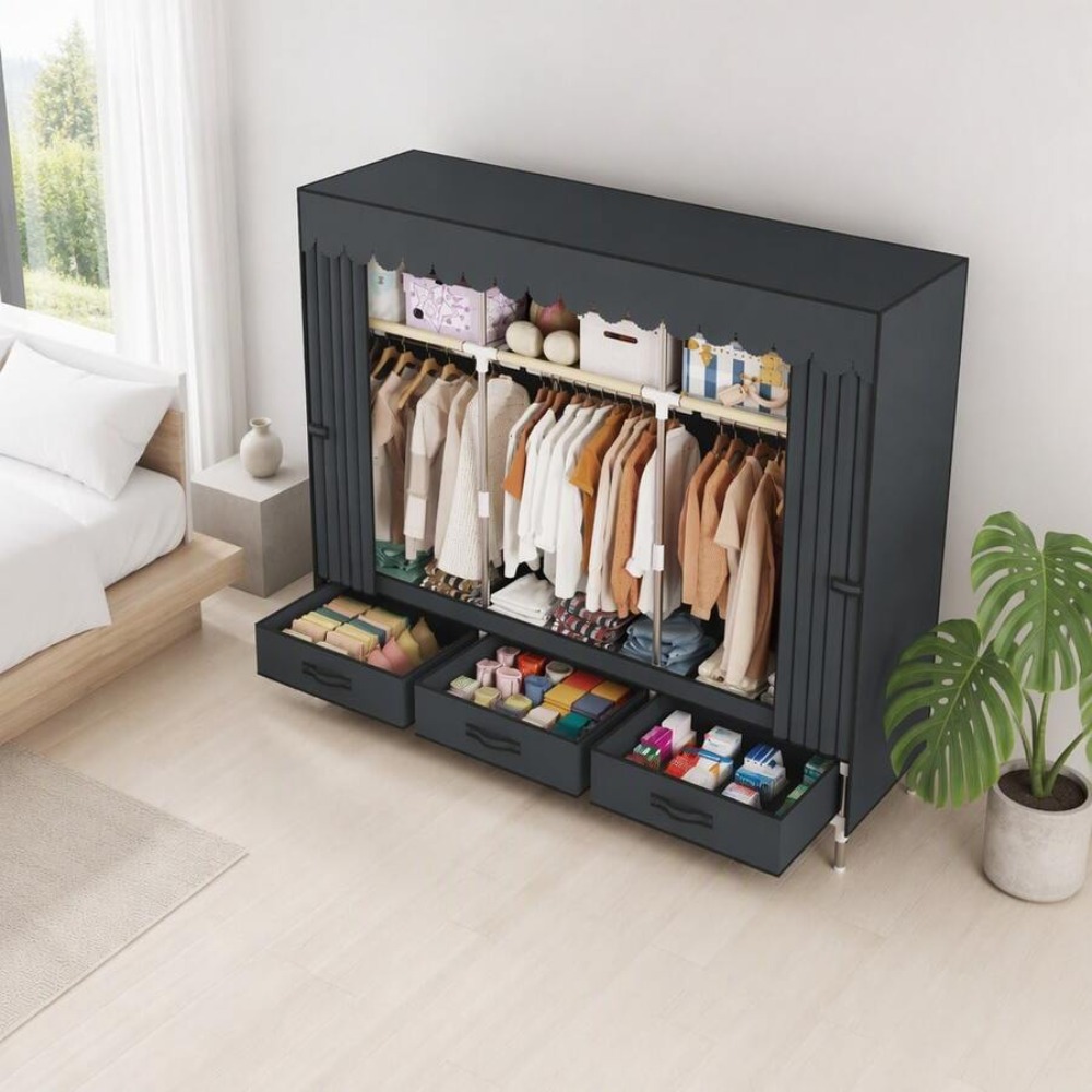 Armoire portable avec cadre en - Wardrobe Closet Portable Fabric Cover avis et prix