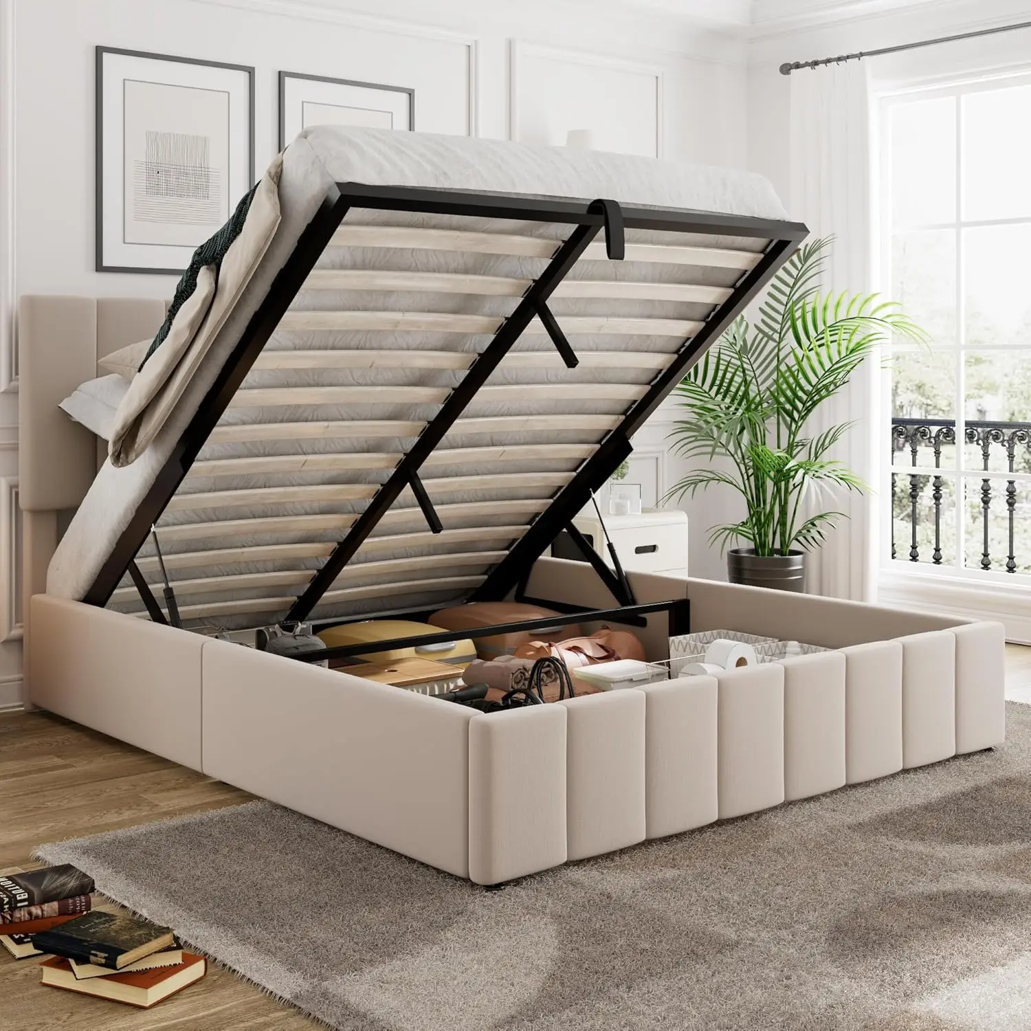 Lit plateforme avec rangement  - Gas Lift Storage Bed Hydraulic avis et prix