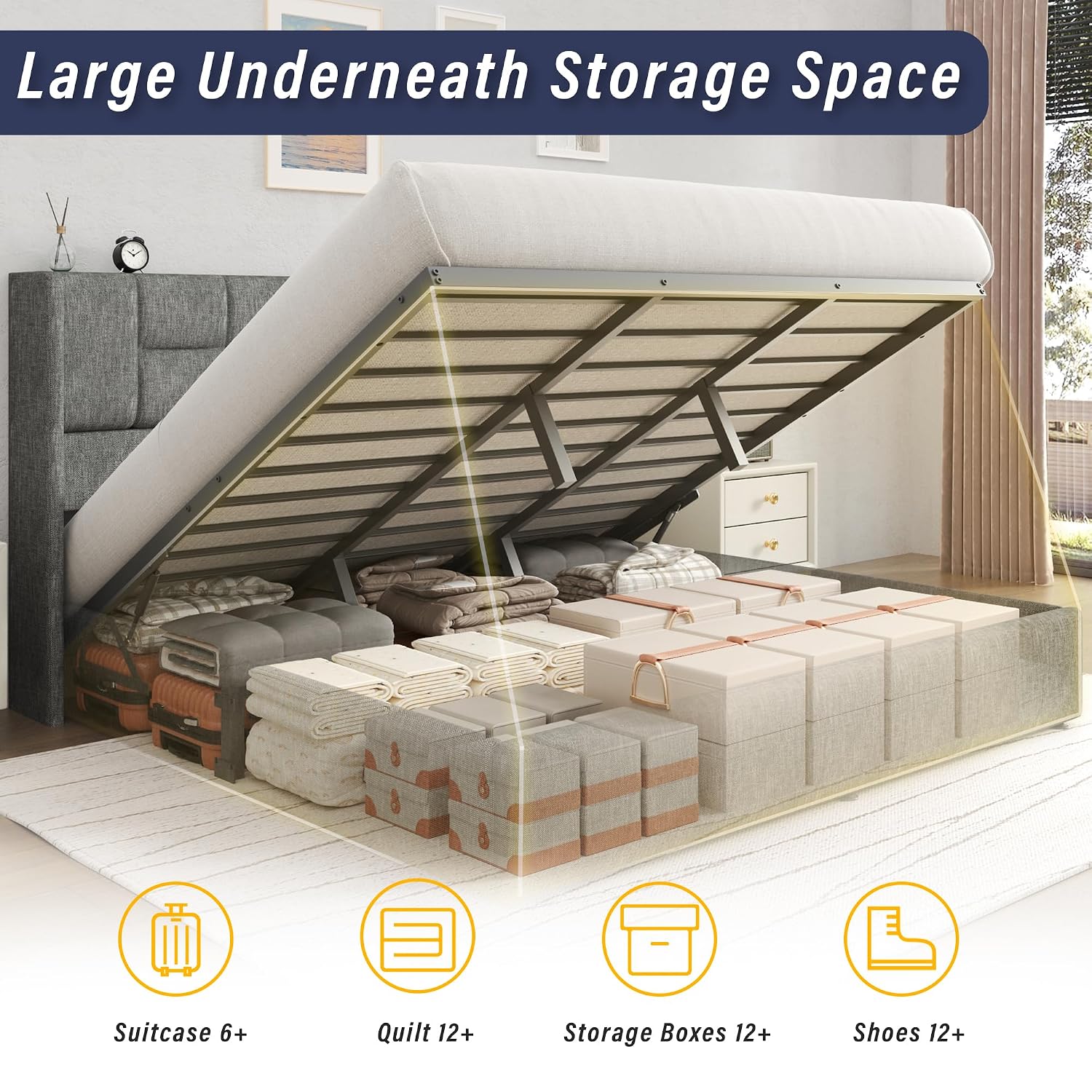 Cadre de lit King Size avec sy - Gas Lift Storage Bed Hydraulic avis et prix