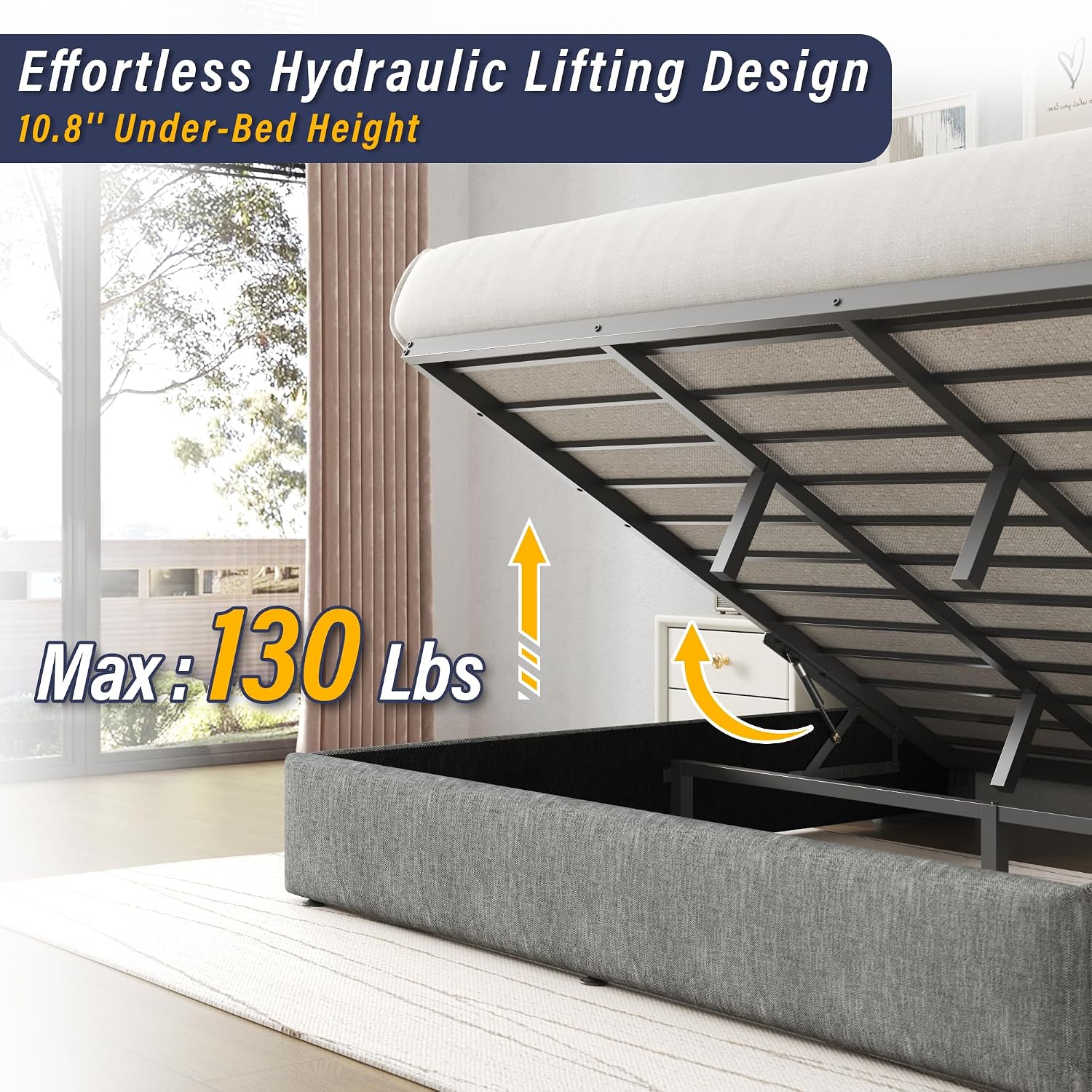 Cadre de lit King Size avec sy - Gas Lift Storage Bed Hydraulic avis et prix