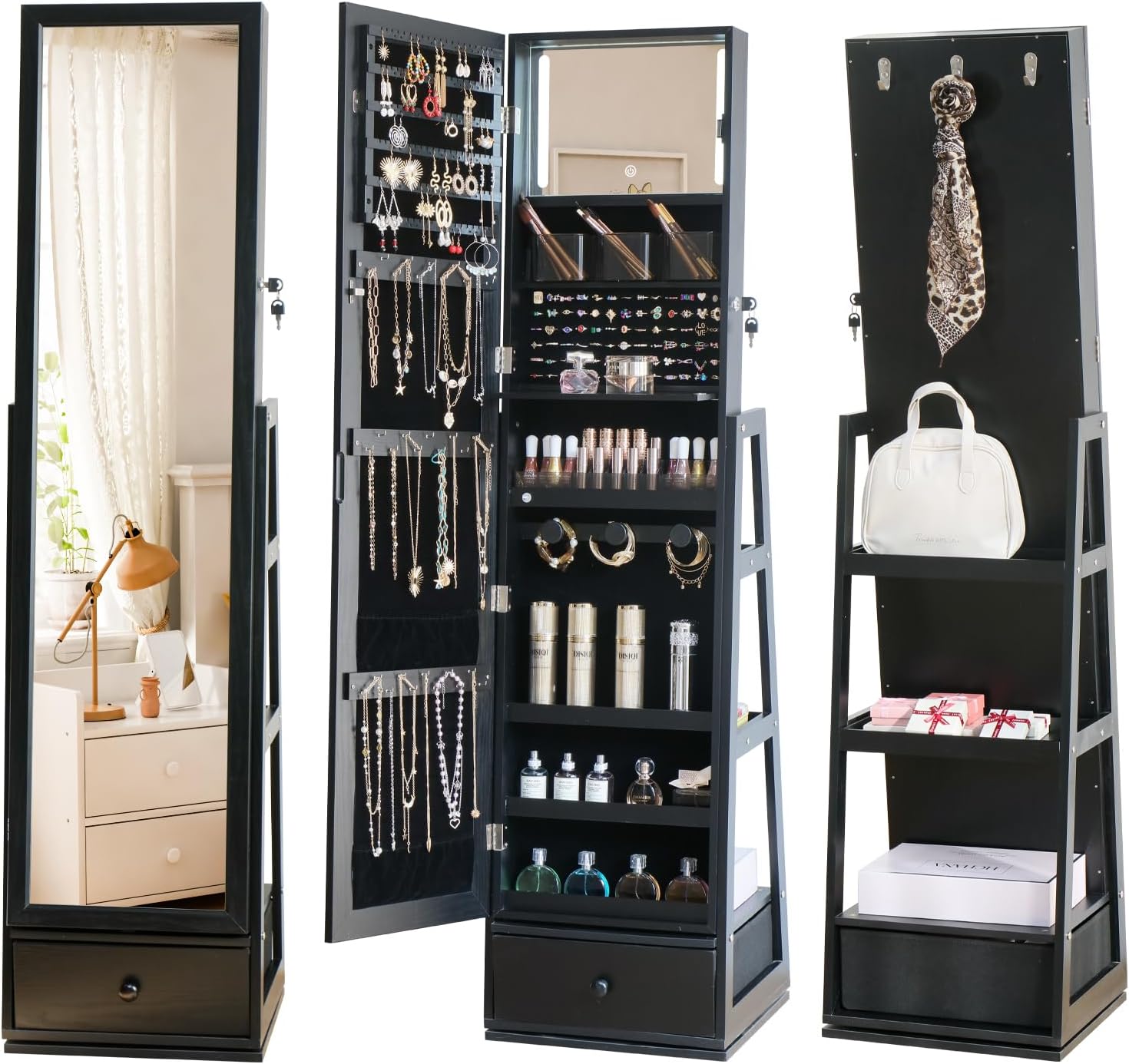 Armoire à bijoux pleine longue - Full Length Mirror Jewelry Armoire avis et prix