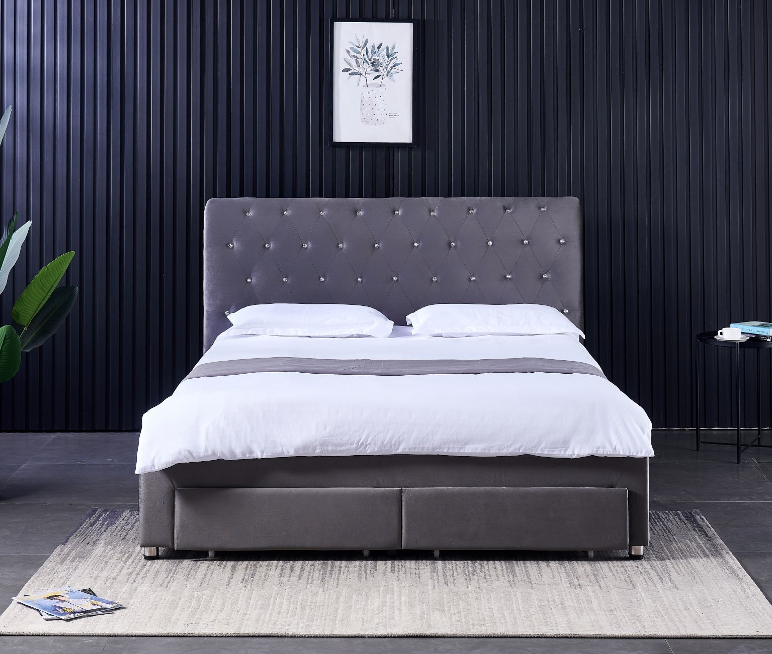 Cadre de lit double moderne av - King Size Bed Frame With Storage Drawers avis et prix