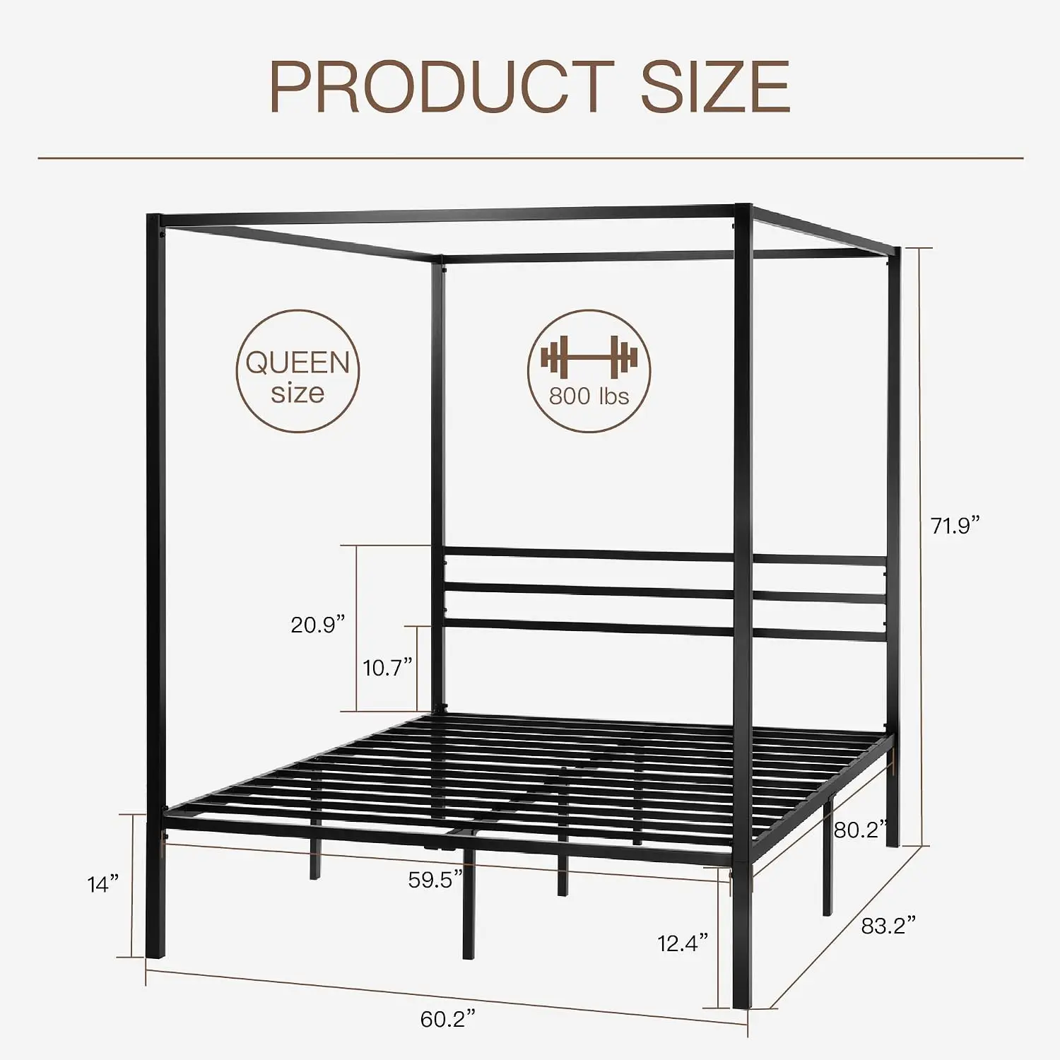 Cadre de lit à baldaquin en mé - Canopy Bed Frame Metal Queen avis et prix