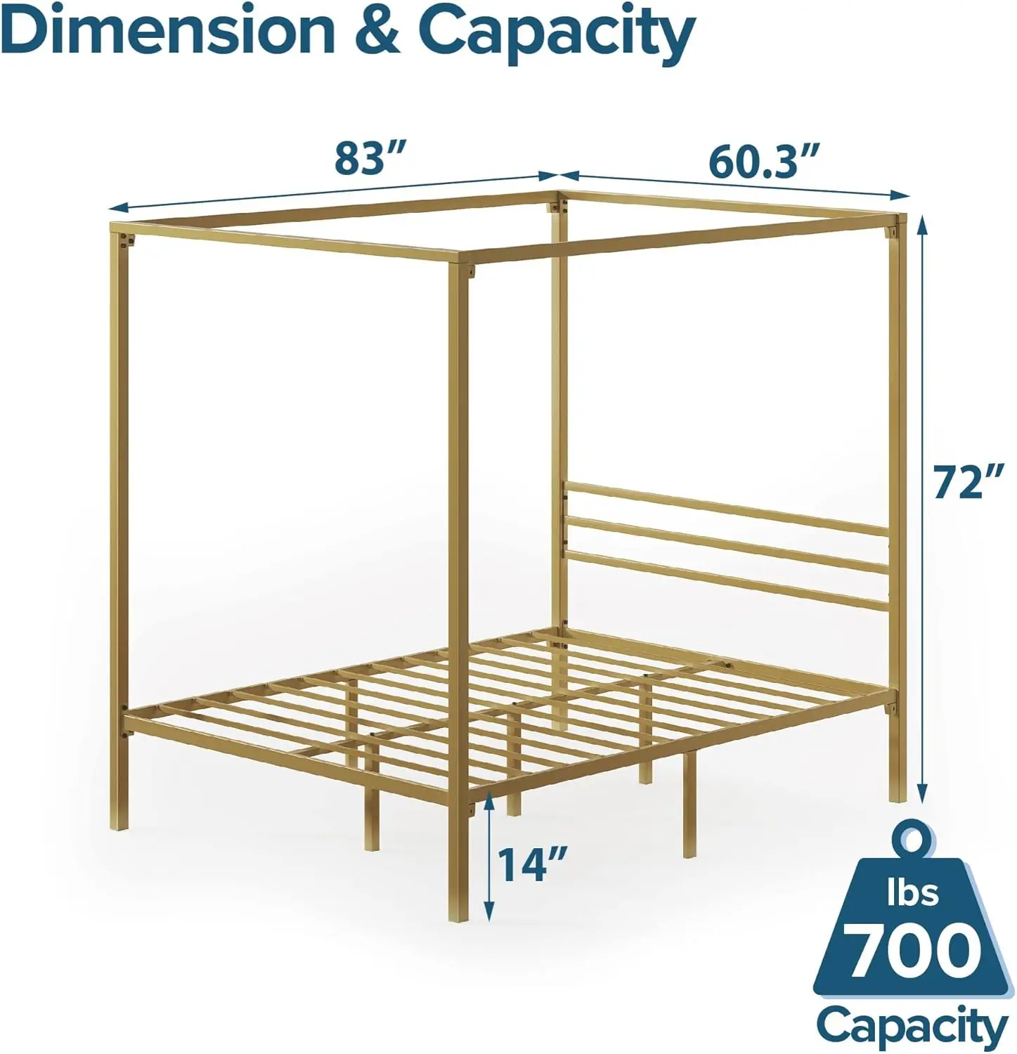 Cadre de lit plateforme en mét - Canopy Bed Frame Metal Queen avis et prix