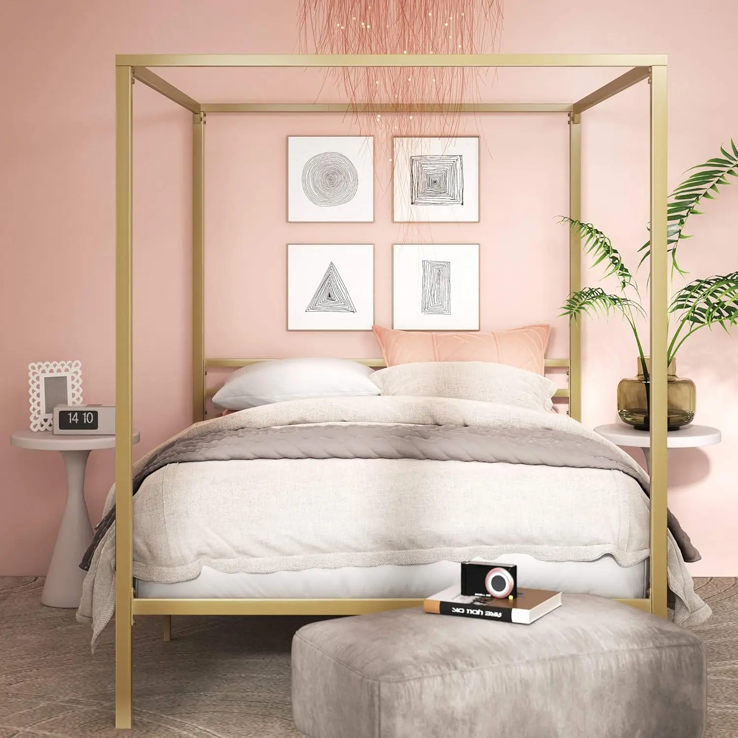 Cadre de lit plateforme en mét - Canopy Bed Frame Metal Queen avis et prix
