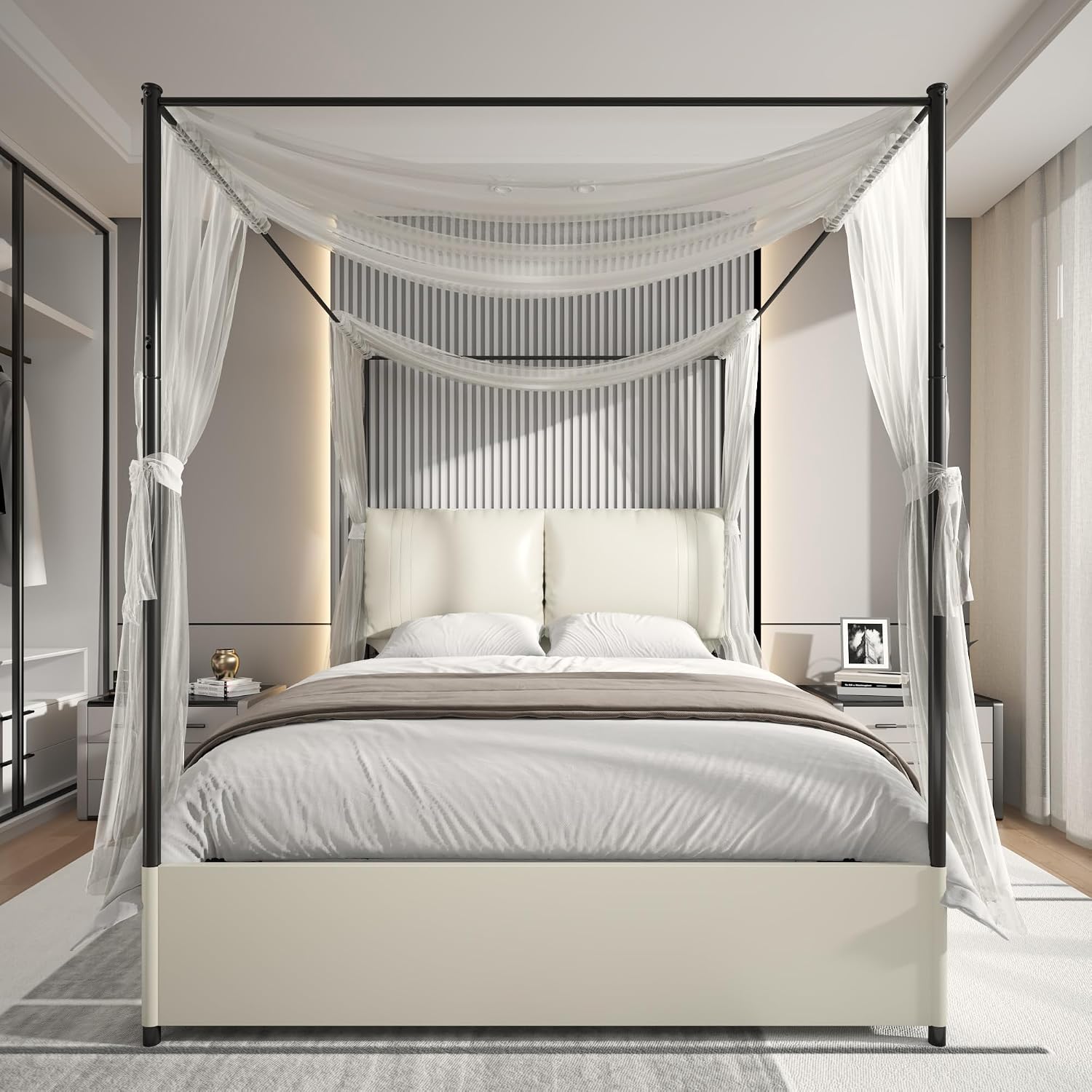 Cadre de lit à baldaquin Queen - Canopy Bed Frame Metal Queen avis et prix