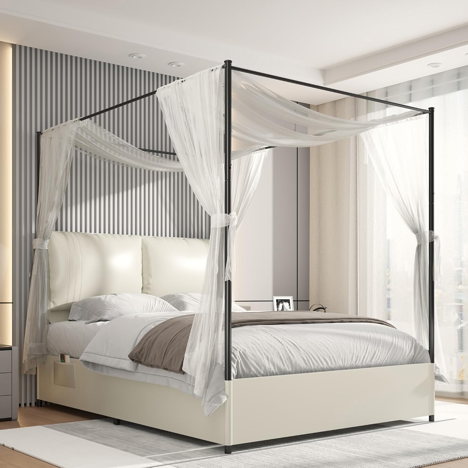 Cadre de lit à baldaquin Queen - Canopy Bed Frame Metal Queen avis et prix