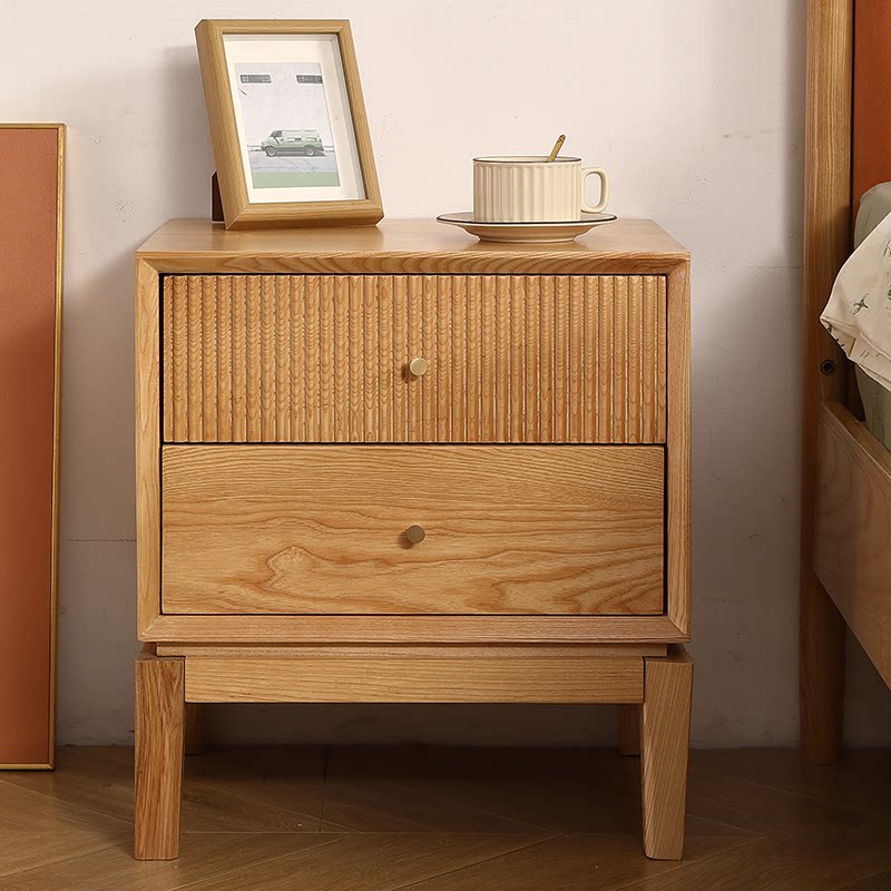 Tables de chevet rétro en bois - Solid Wood Nightstand 2 Drawers avis et prix