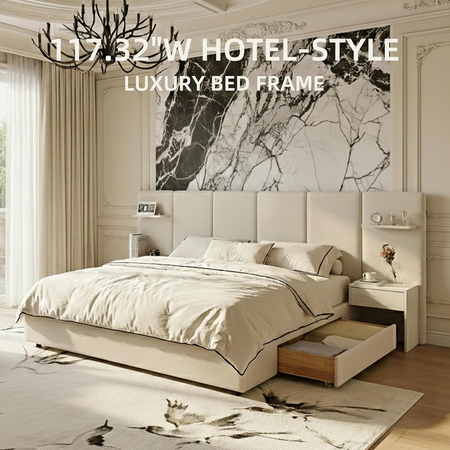 Cadre de lit king size avec ra - King Size Bed Frame With Storage Drawers avis et prix