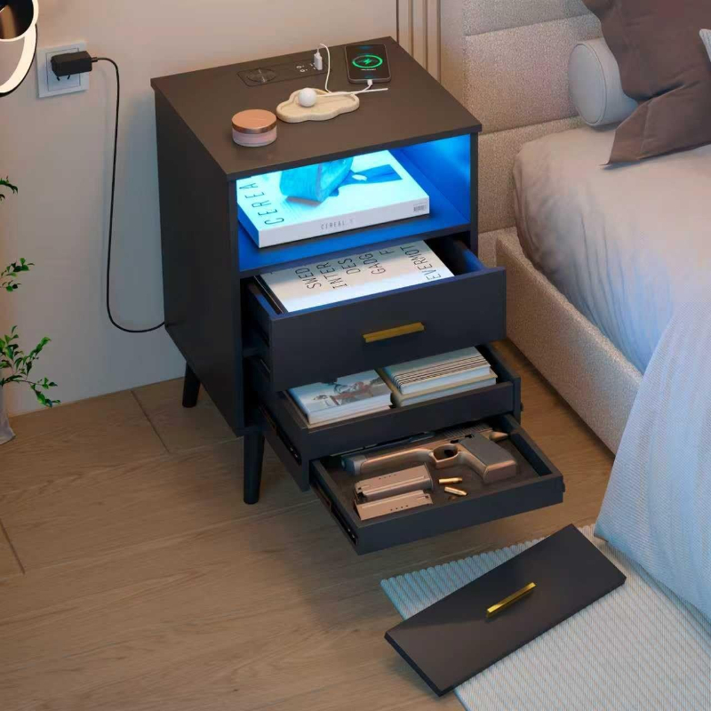 Table de nuit avec tiroir, tab - Solid Wood Nightstand 2 Drawers avis et prix
