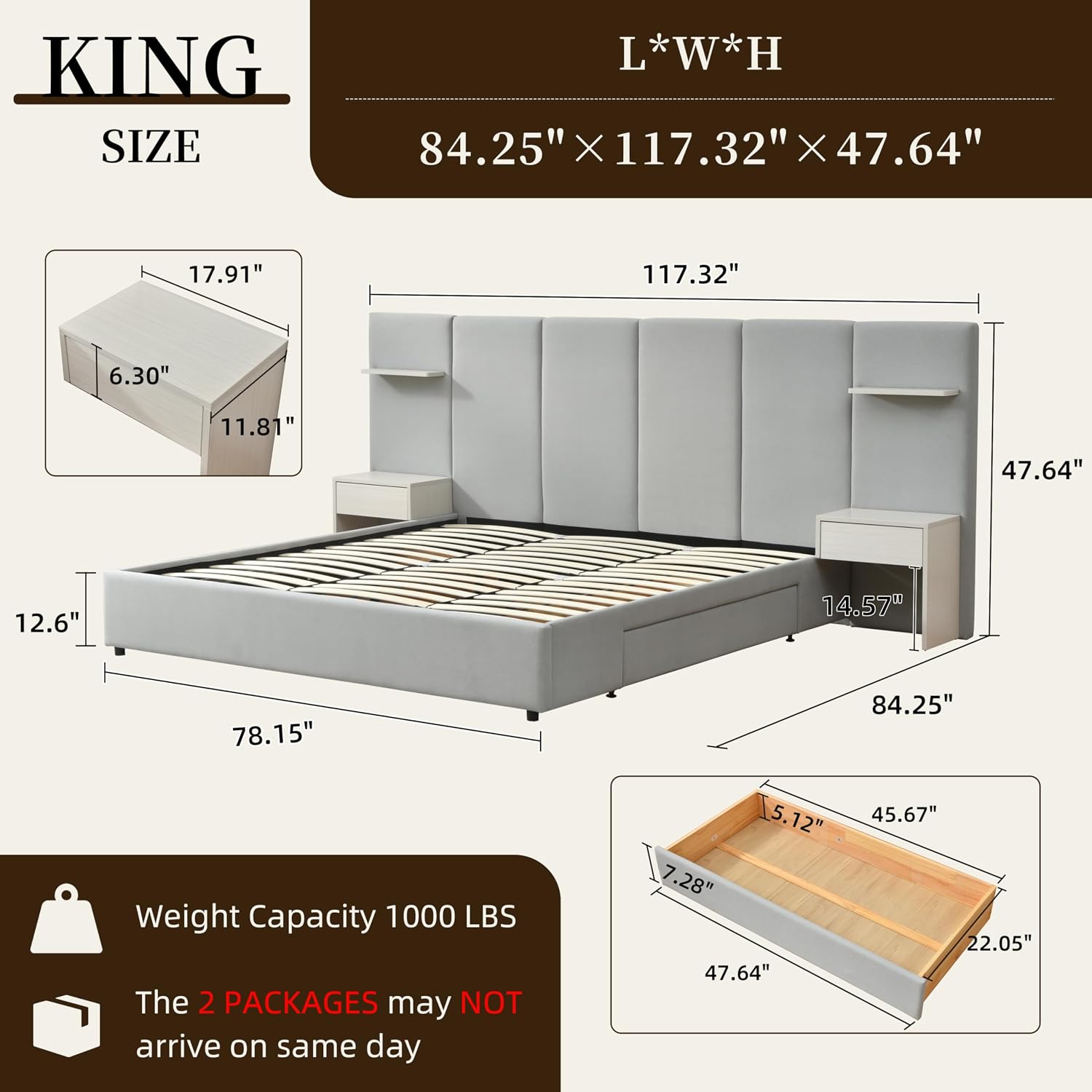 Cadre de lit king size avec ra - King Size Bed Frame With Storage Drawers avis et prix