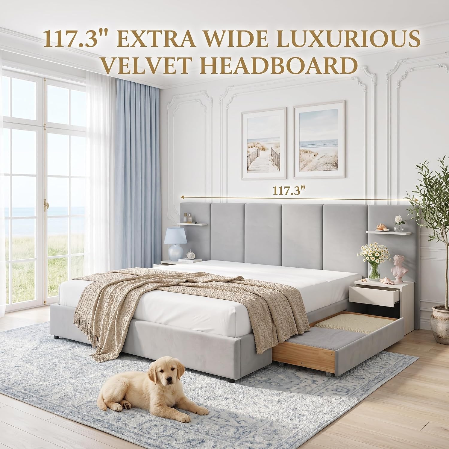 Cadre de lit king size avec ra - King Size Bed Frame With Storage Drawers avis et prix