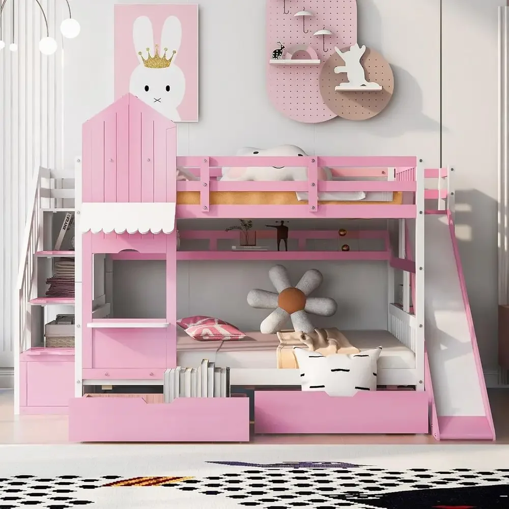 Lit superposé pour enfants ave - Bunk Bed With Stairs And Slide avis et prix