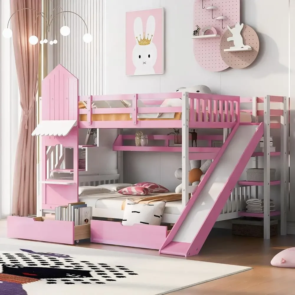 Lit superposé pour enfants ave - Bunk Bed With Stairs And Slide avis et prix
