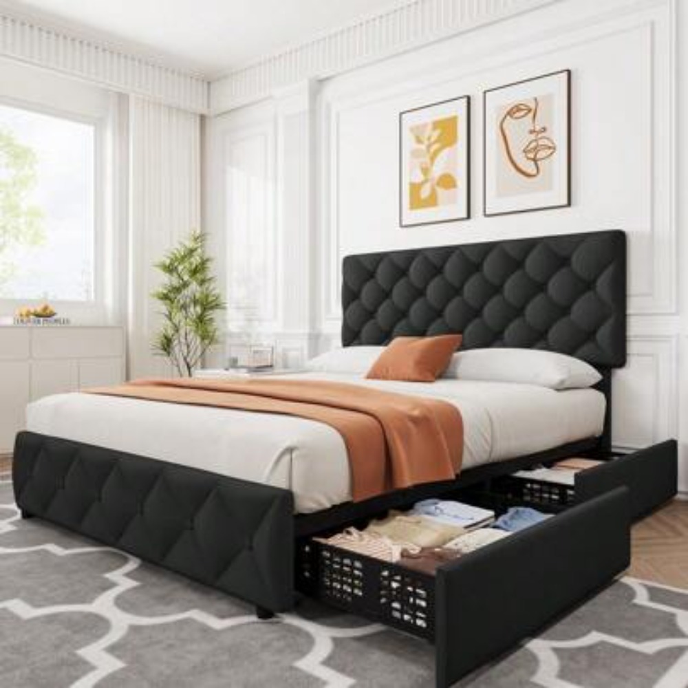 Cadre de lit Queen/King Size a - King Size Bed Frame With Storage Drawers avis et prix